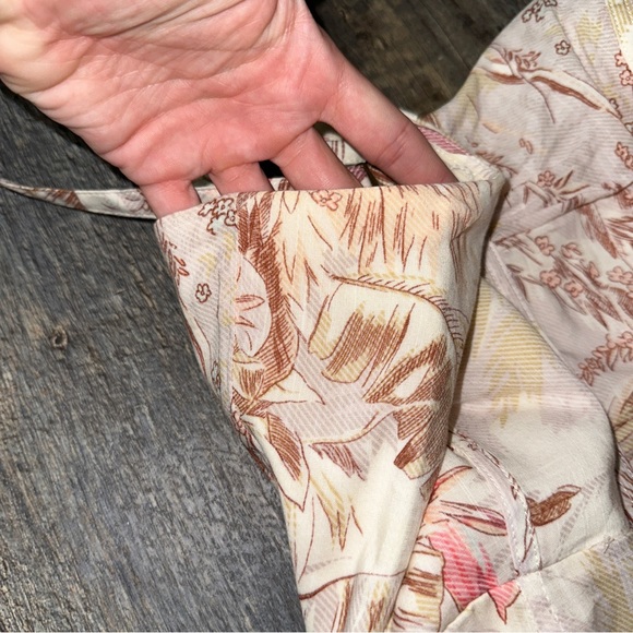 ANTHROPOLOGIE cream tropical palm trees high low flounced Adriana midi dress 8 - Picture 5 of 13